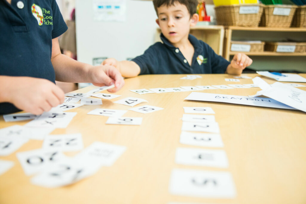 students at desk in math class