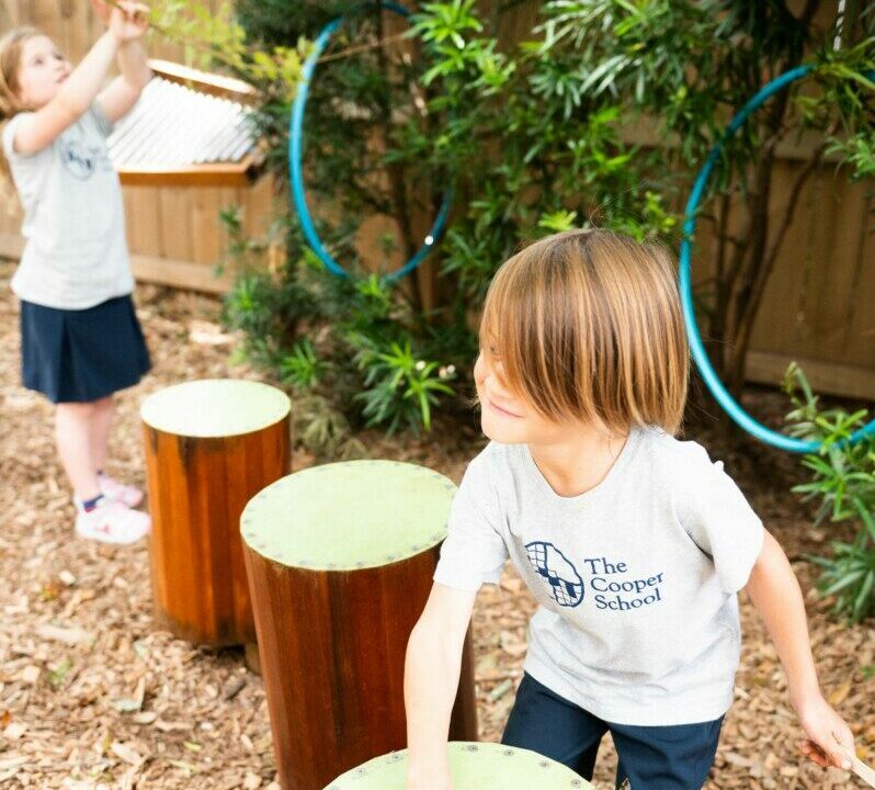 kids playing music outside