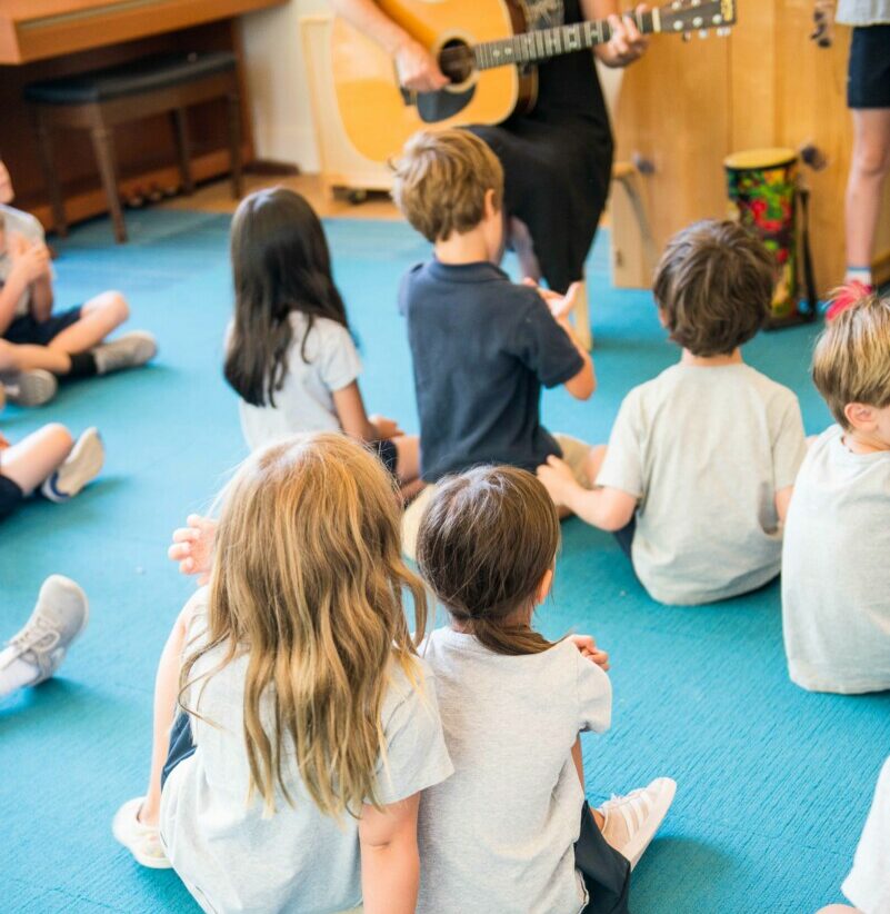 students in music classroom